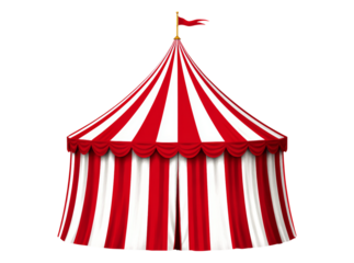 Classic red and white striped circus tent big top, Isolated On Transparent Background