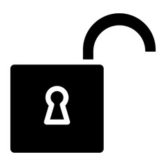 Unlock glyph style vector illustration