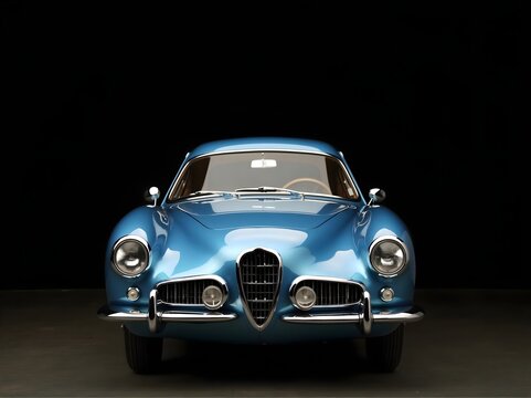 Fototapeta Rare 1953 Italian sports coupe front perspective light blue jet age styling vintage automobile european classic car collector luxury automotive design beauty (Automotive)