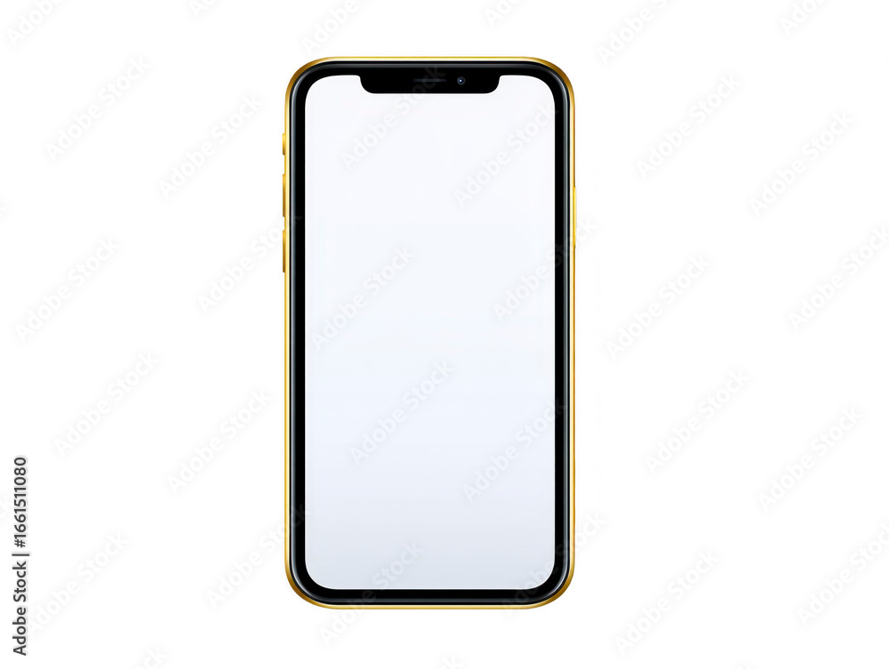 Poster smartphone mobile blank screen modern digital isolated device technology touch gold frame minimal co