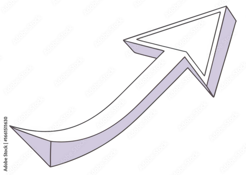 Poster stylized 3d arrow pointing up and to the right isolated on transparent background