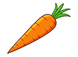 Cartoon carrot vector illustration with vibrant colors for healthy eating and kids&rsquo; education icon