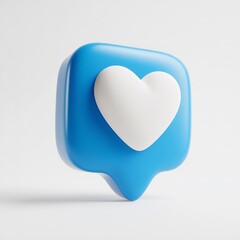 Showing love a modern blue speech bubble heart for social media engagement with a clean white