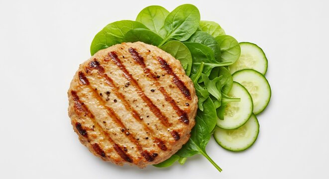 Steak poulet grille succulent eclaircie salade fraiche. AI Generated