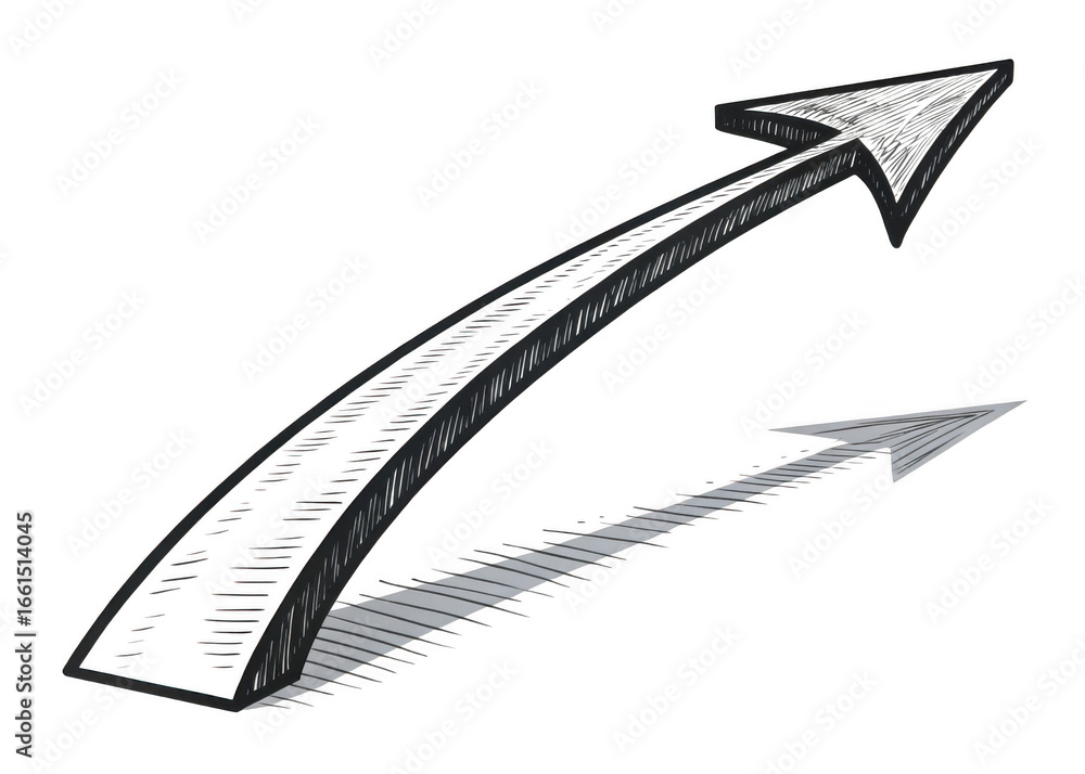 Poster two hand drawn arrows pointing upwards with shadow isolated on transparent background