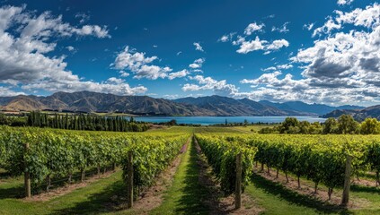 Panoramic vineyard landscape