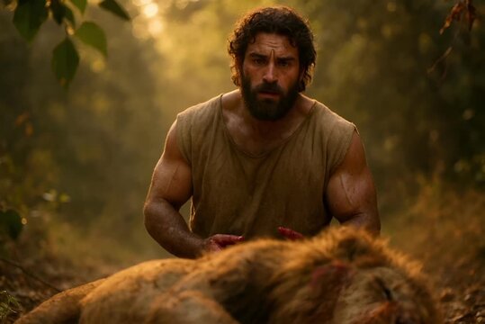 Samson Kills the Lion with His Bare Hands, A Testament of Strength and Divine Power