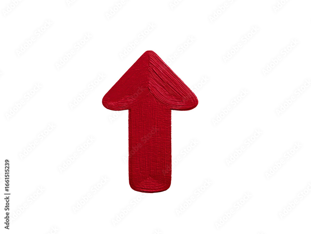 Poster red arrow upward direction isolated simple bold graphic symbol navigation pointer textured transpare