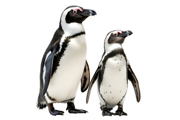 Obraz premium two penguin stands isolated against a pristine white background