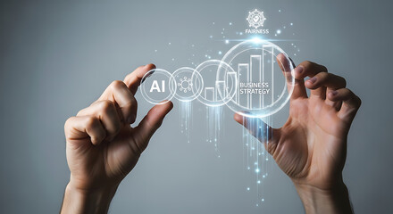 Holographic 3D AI Data Visualization Interface Held Between Two Hands Showcasing Future Technology and Artificial Intelligence Innovations in a Digital Abstract Futuristic Concept