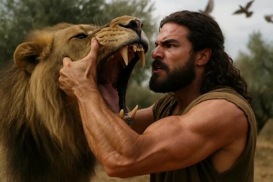 Samson Kills the Lion with His Bare Hands, A Testament of Strength and Divine Power