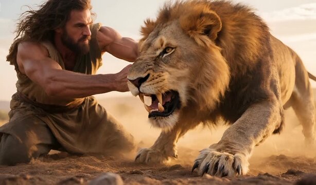 Samson Kills the Lion with His Bare Hands, A Testament of Strength and Divine Power