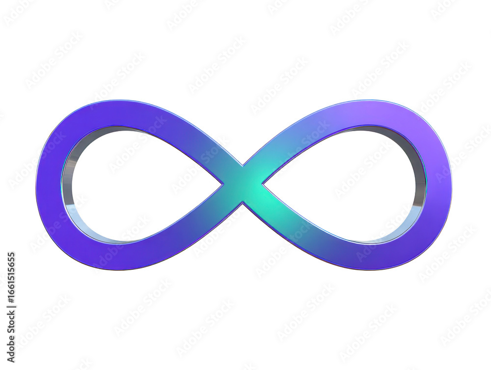 Poster infinity symbol blue gradient 3d rendering isolated on transparent background modern design mathemat