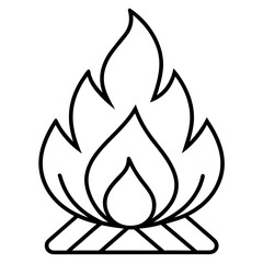Camp Fire Line Icon with Editable Stroke and Pixel Perfect  icon line airt vactor outline Illustrations on white background.