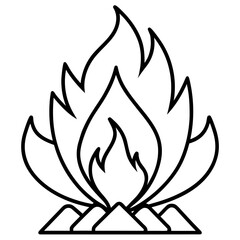 Camp Fire Line Icon with Editable Stroke and Pixel Perfect  icon line airt vactor outline Illustrations on white background.