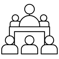 Conference tabel Room Meeting icon line airt vactor outline Illustrations on white background.