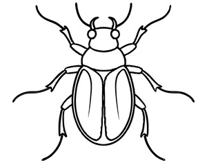 Onthophagus illyricus is a beetle from the family of scarab beetles dor beetle bug icon line airt vactor outline Illustrations on white background.