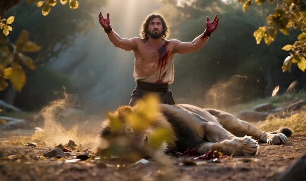 Samson Kills the Lion with His Bare Hands, A Testament of Strength and Divine Power