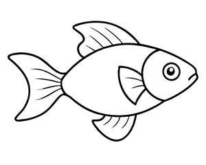 Fish or goldfish icon line airt vactor outline Illustrations on white background.