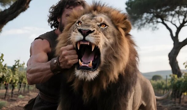 Samson Kills the Lion with His Bare Hands, A Testament of Strength and Divine Power
