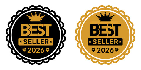 Best Seller 2026 Golden Crown Emblem Badge Vector Design Set