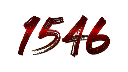 3D blood red number design of 1546 on white background.