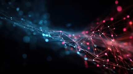 glowing network red blue lines