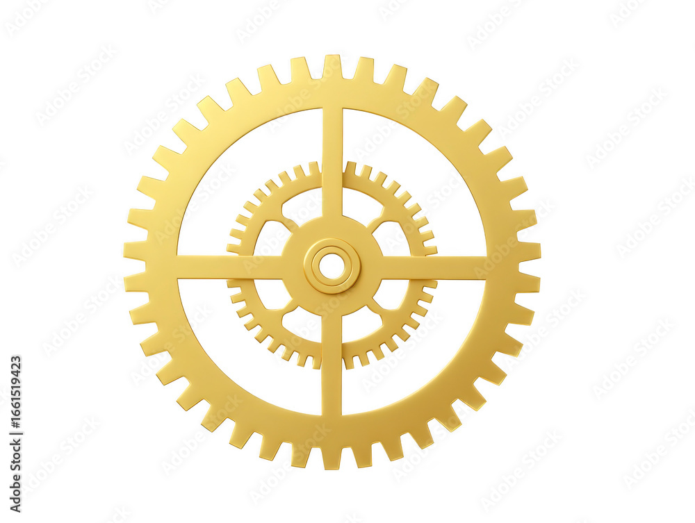 Poster golden gear mechanical cog round wheel metallic texture engineering part industrial component precis