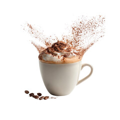 Exploding Cappuccino with Whipped Cream and Cocoa Powder
