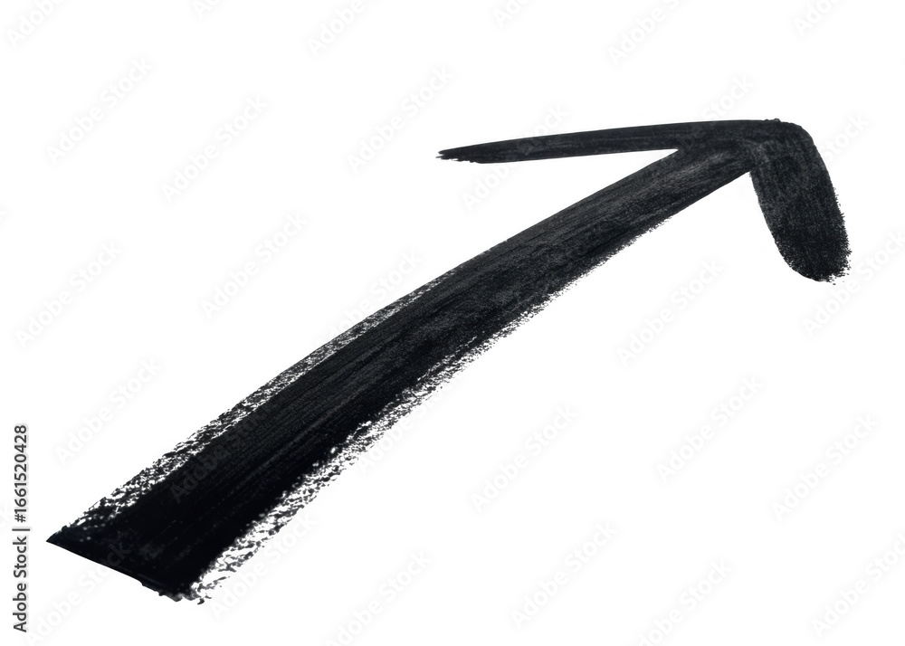 Poster abstract textured dark arrow pointing upwards and to the right isolated on transparent background