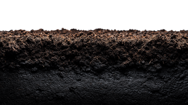 Black soil ground level view design element PNG