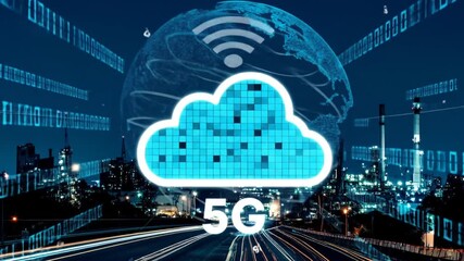 Visualizing 5G Cloud Technology's Impact on Urban Landscapes, Future of Communication - Powered by Adobe