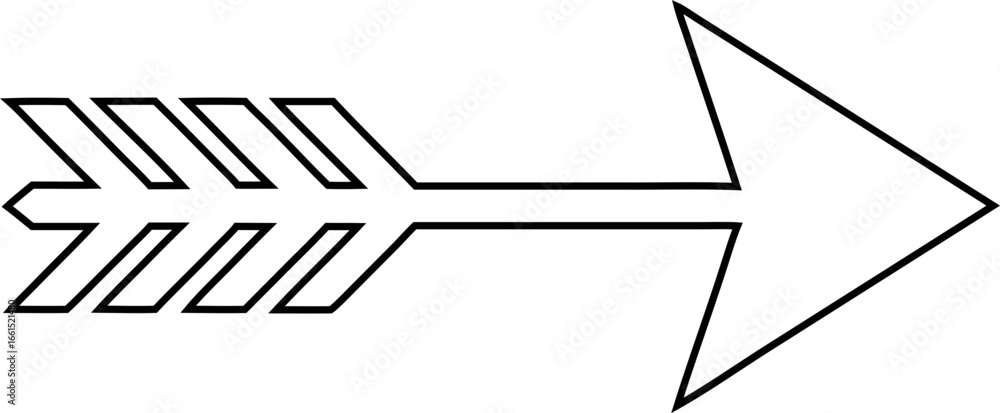 Poster simple arrow icon in line art style. use in fantasy games, weapon ui, or historical designs. fully e