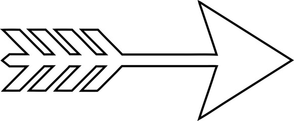 Simple arrow icon in line art style. Use in fantasy games, weapon UI, or historical designs. Fully editable vector.