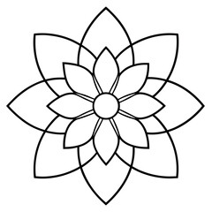 Floral Magnolia Mandala Line Art Illustration