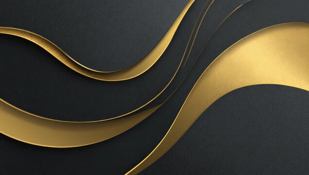 Abstract background with overlapping, flowing dark grey and gold layers