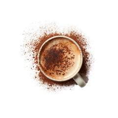 Aromatic Cappuccino with Cocoa Powder Topping, Overhead Shot