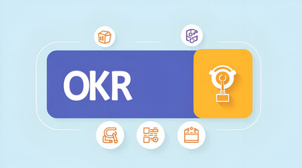 OKR banner web icon set vector illustration concept for objectives and key results with icon of objective, key results, target, framework, benchmark, measurable, and verifiable