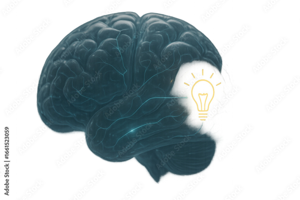 Poster idea and brain: captivating visual representation of the human brain, creatively illuminated by the 