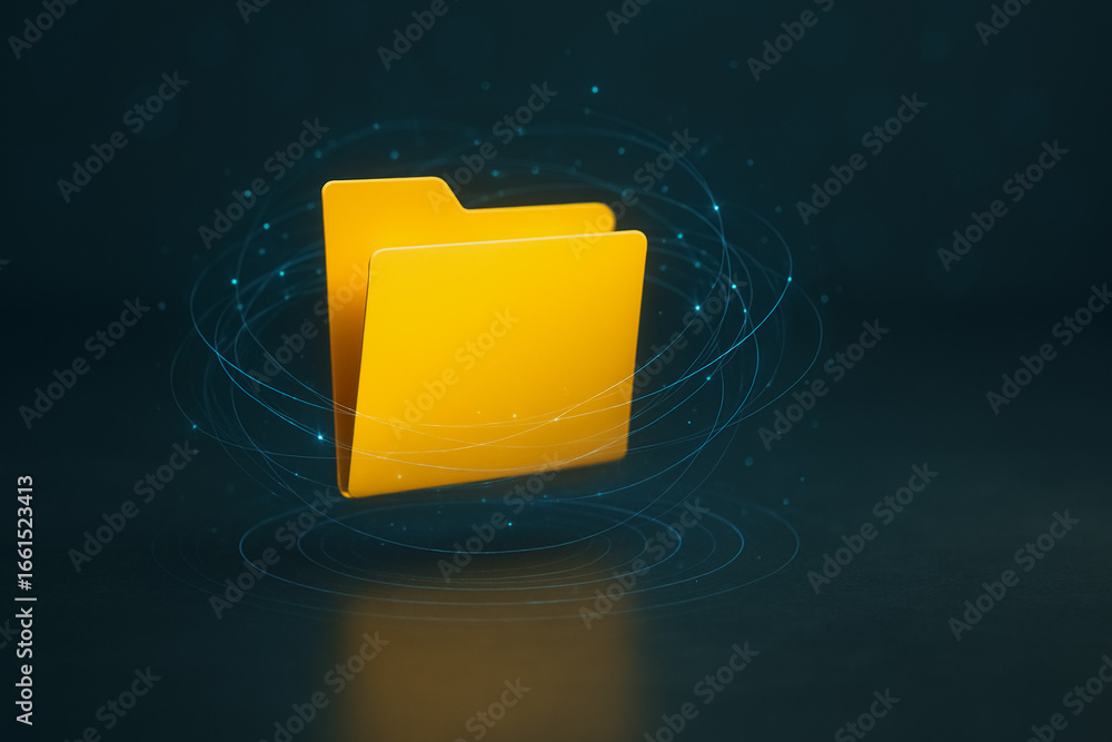 Poster digital folder: a sleek, digital folder rendered against a tech-inspired background. this image is a
