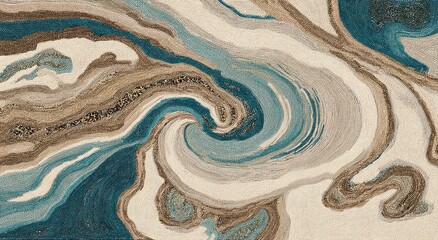Abstract rug design with flowing lines and color variations.