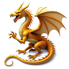 Fototapeta premium Golden metal dragon 