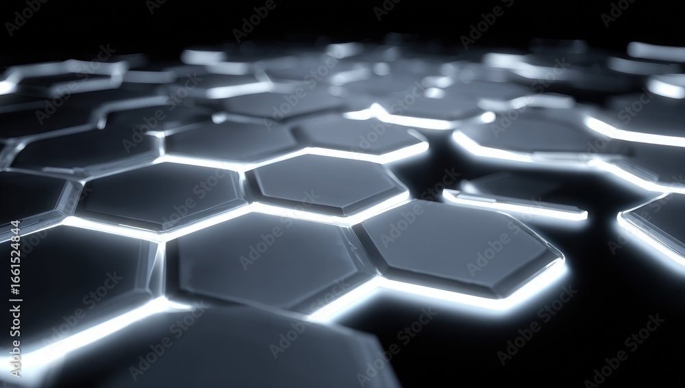 Poster hexagonal grid pattern, illuminated