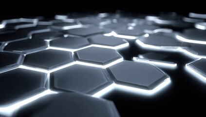 Obraz premium Hexagonal grid pattern, illuminated