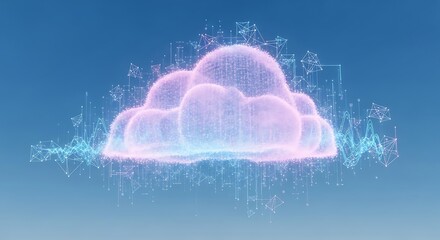 Abstract Cloud Computing Concept with Data Visualization and Network Connections