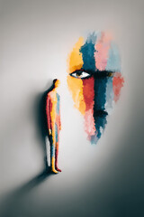 Human Figure Influenced by Others – Conceptual Illustration on Social Pressure and Inhibition