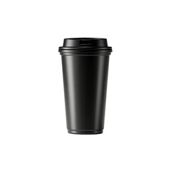 Mockup of a Black Disposable Coffee Cup with Lid - Isolated on Black Background
