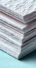Close-up of stacked white paper sheets
