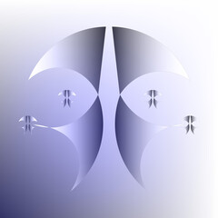 Abstract 3d rendering of a futuristic geometric shape with subtle purple and blue gradients