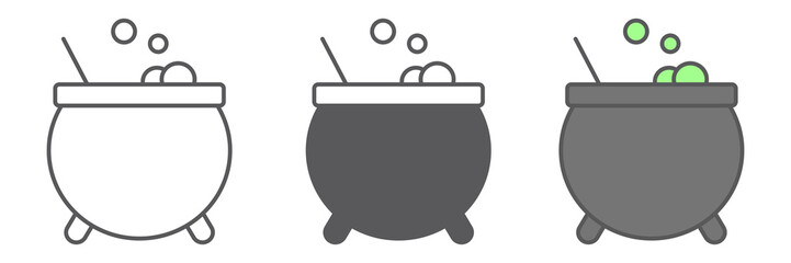 Witches cauldron line icon, magic and pot, potion sign, vector graphics, a linear pattern on a white background.